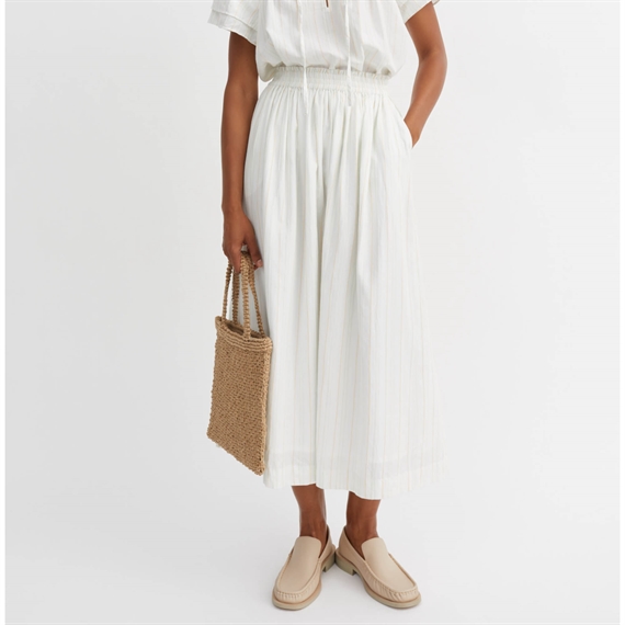 Skall Studio Dagny Nederdel, White/Yellow Dobby Stripe